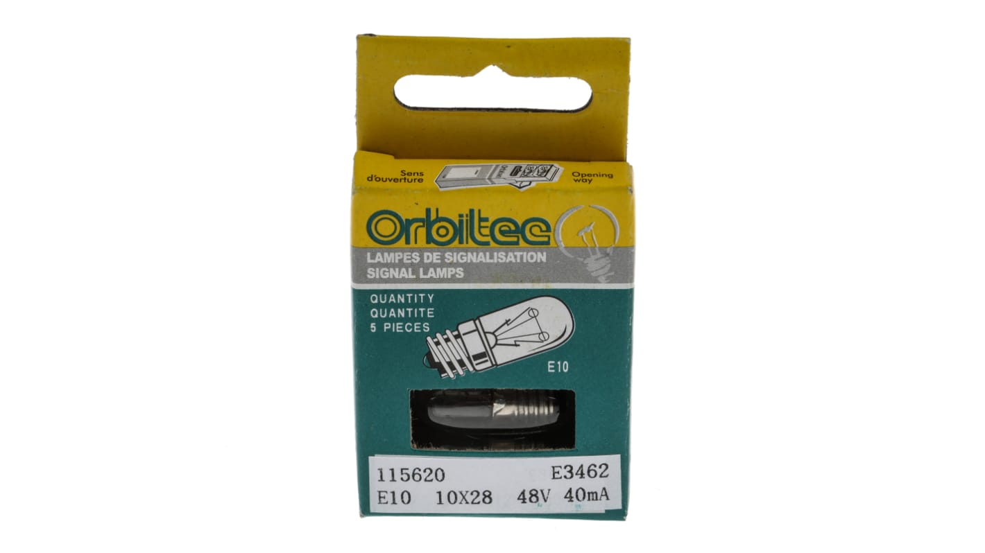 Orbitec E10 Indicator Light, Clear, 48 V, 40 mA, 1000h