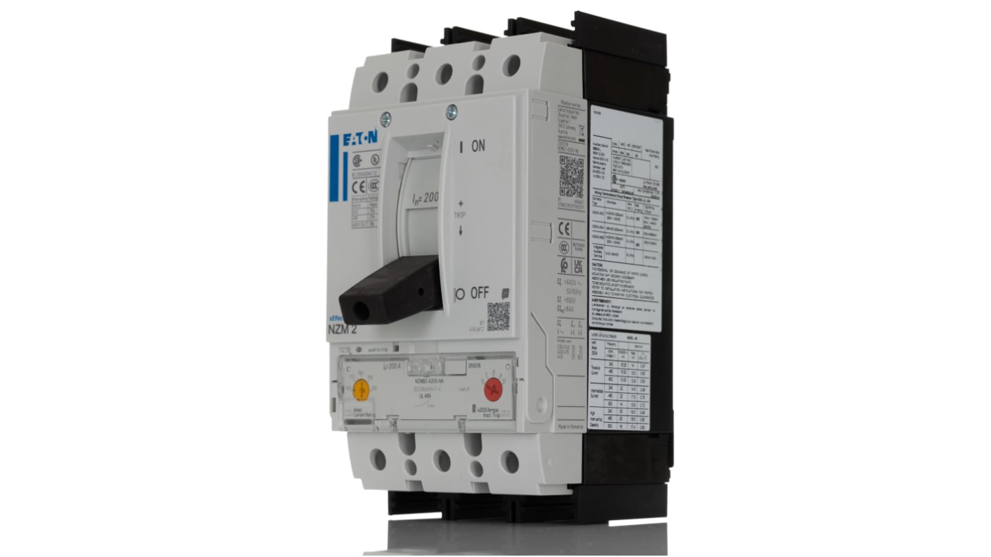 Interruttore automatico magnetotermico Eaton, 3 poli, 200A, 440V ca