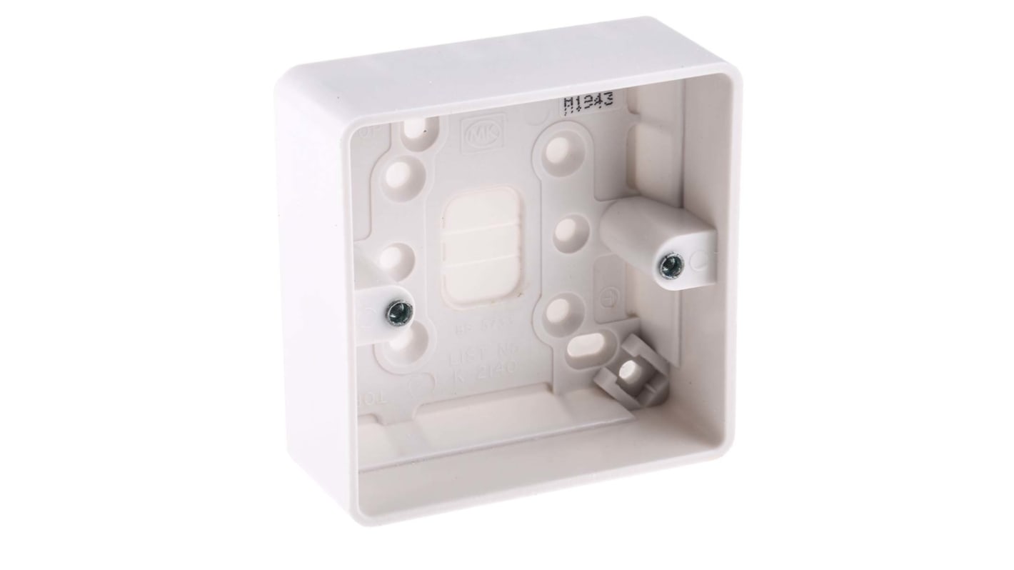 MK Electric 底盒, IP20, 87 x 87 x 30mm, 白色, Logic Plus系列