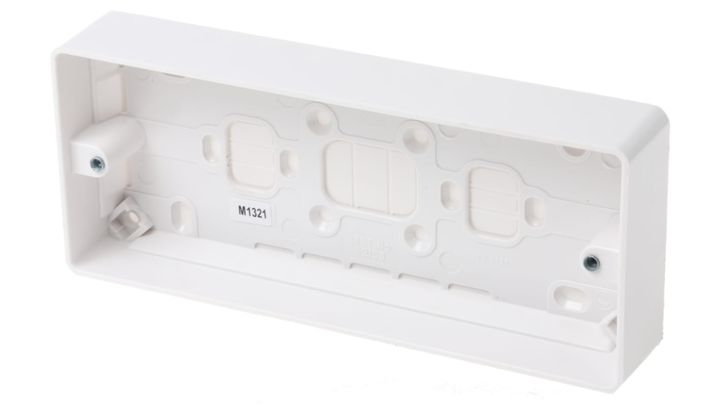 MK Electric 三位底盒, IP20, 208 x 87 x 30mm, 白色, Logic Plus系列