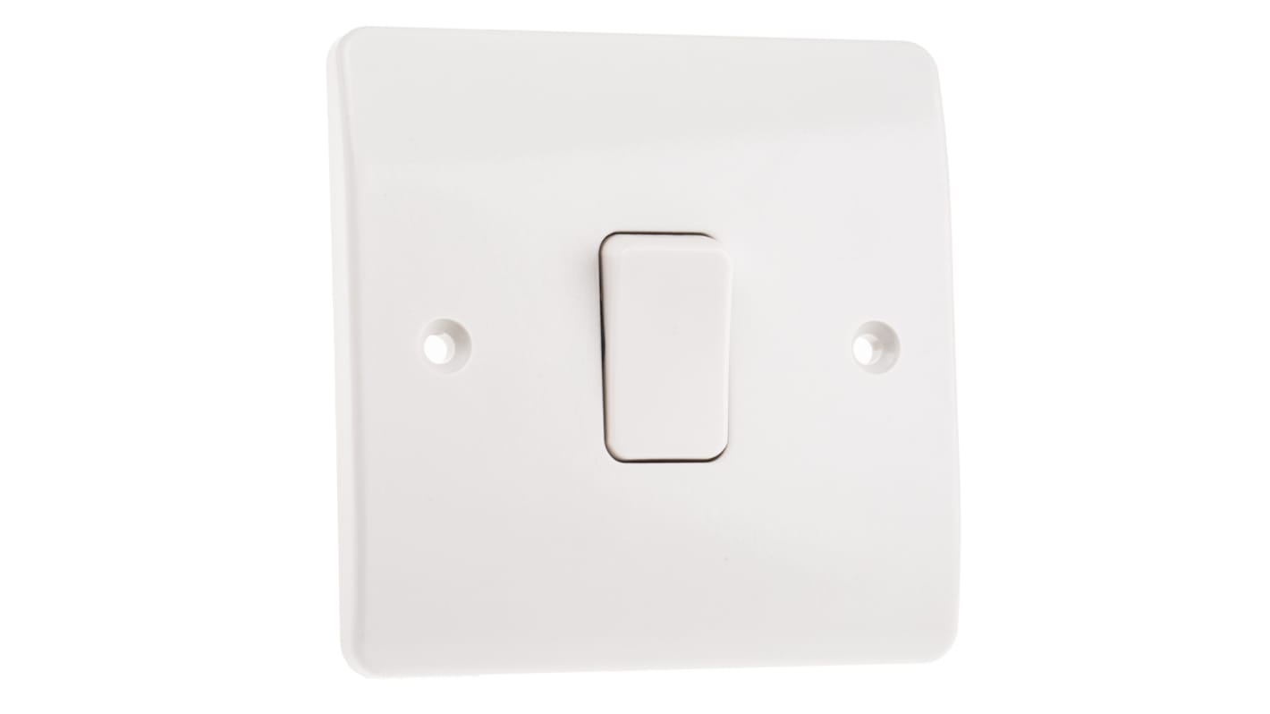 MK Electric White Rocker Light Switch, 2 Way, 1 Gang, Logic Plus