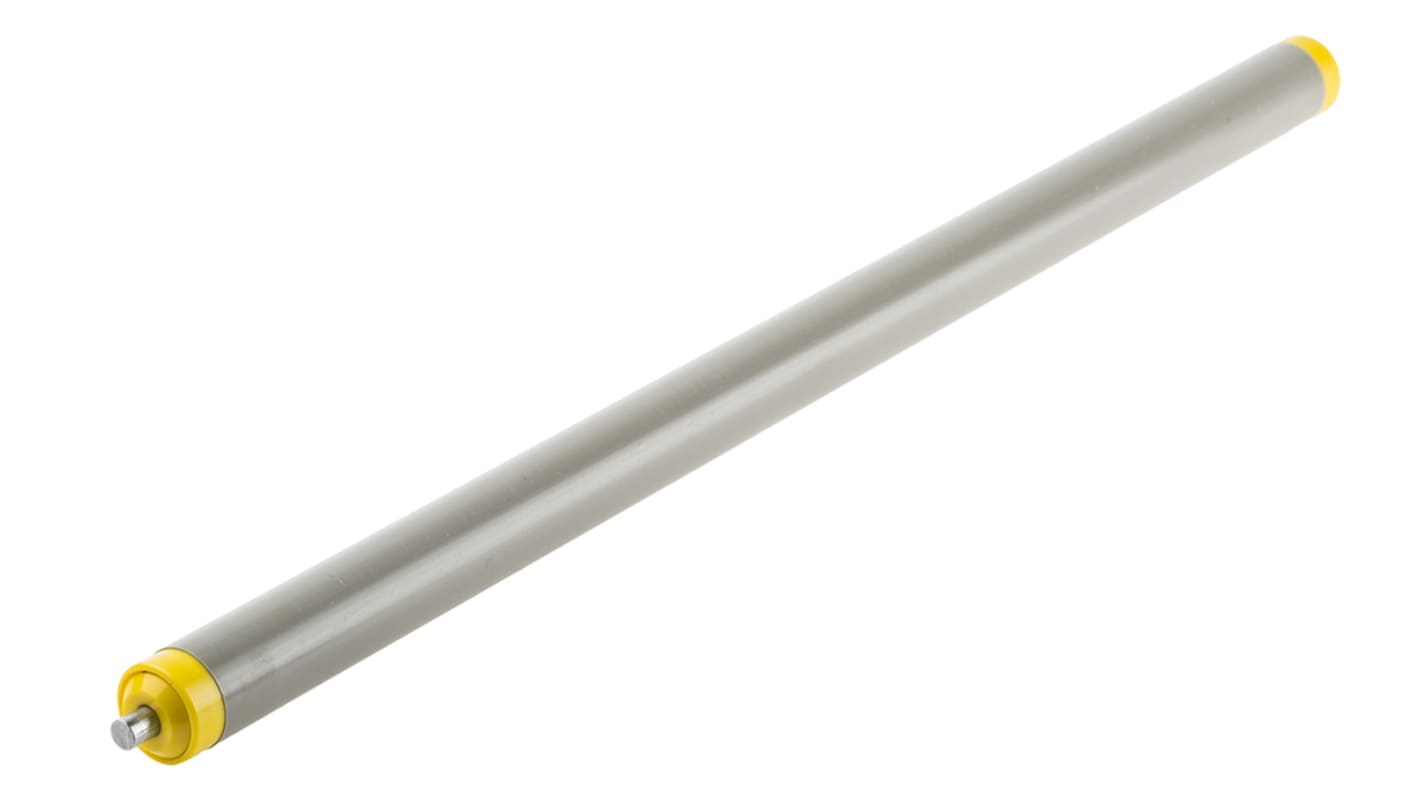 Interroll PVC Round Conveyor Roller Spring Loaded 20mm Dia. x 400mm L, 5N Load Capacity Steel, 6mm Spindle, 417mm