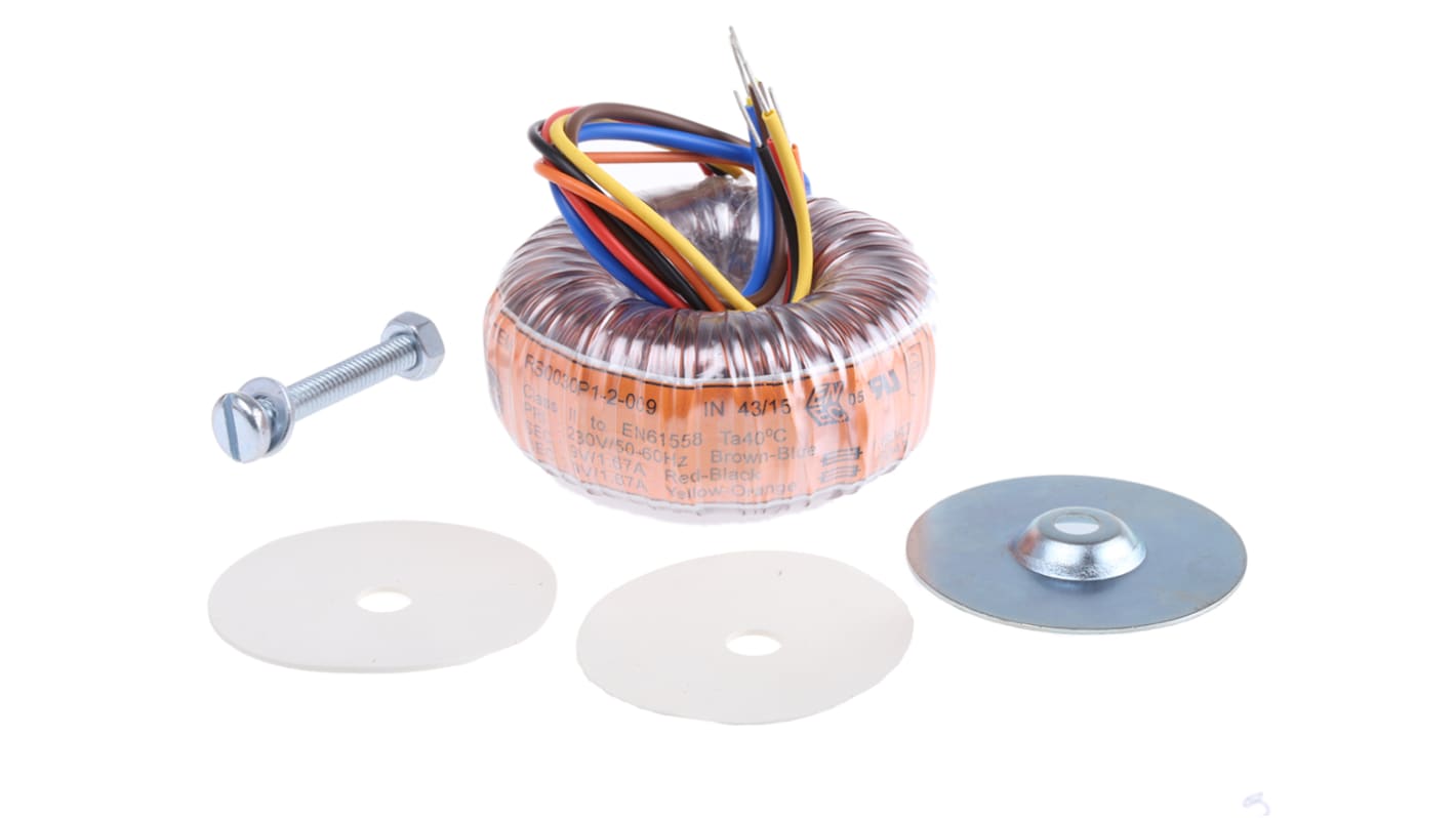 Nuvotem Talema 230V ac, 2 x 9V ac Toroidal Transformer, 30VA 2 Output