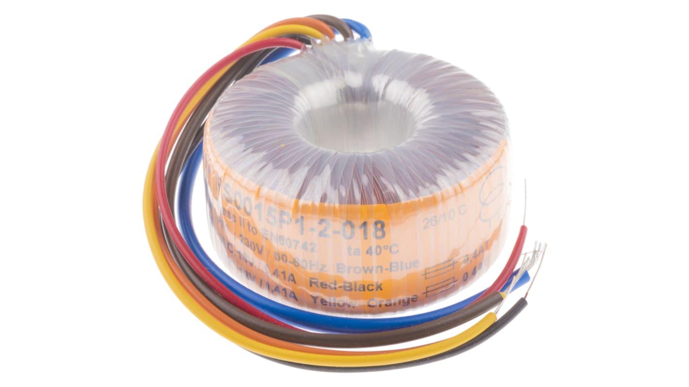 Nuvotem Talema 环形变压器, 120VA, 初级230V 交流, 次级2 x 18V 交流, 3.33A, 2输出, Φ93mm