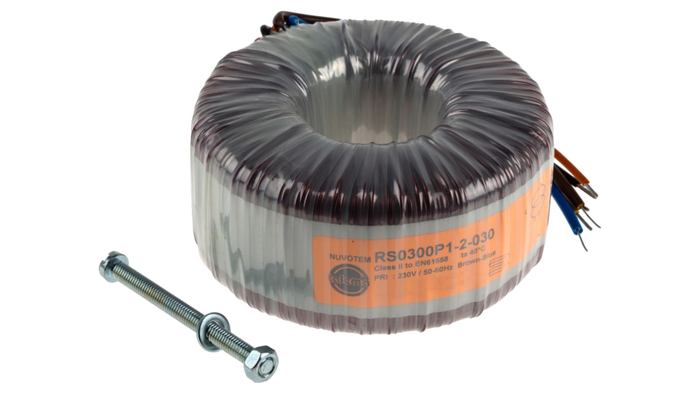 Transformador toroidal Nuvotem Talema, 0160P1-2-015, Tensión 2 x 15V ac, Potencia 160VA, 2 salidas