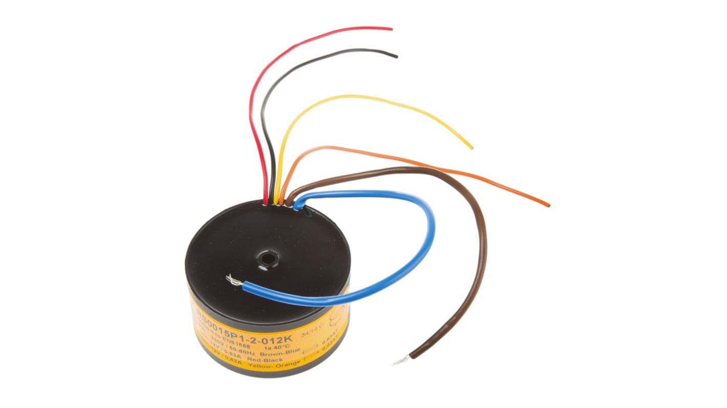 Transformador toroidal Nuvotem Talema, 0015P1-2-012K, Tensión 2 x 12V ac, Potencia 15VA, 2 salidas