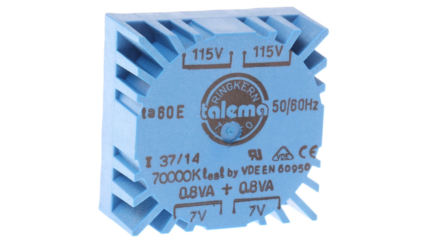 Nuvotem Talema 115 V ac, 230 V ac, 2 x 7V ac Toroidal Transformer, 1.6VA 2 Output