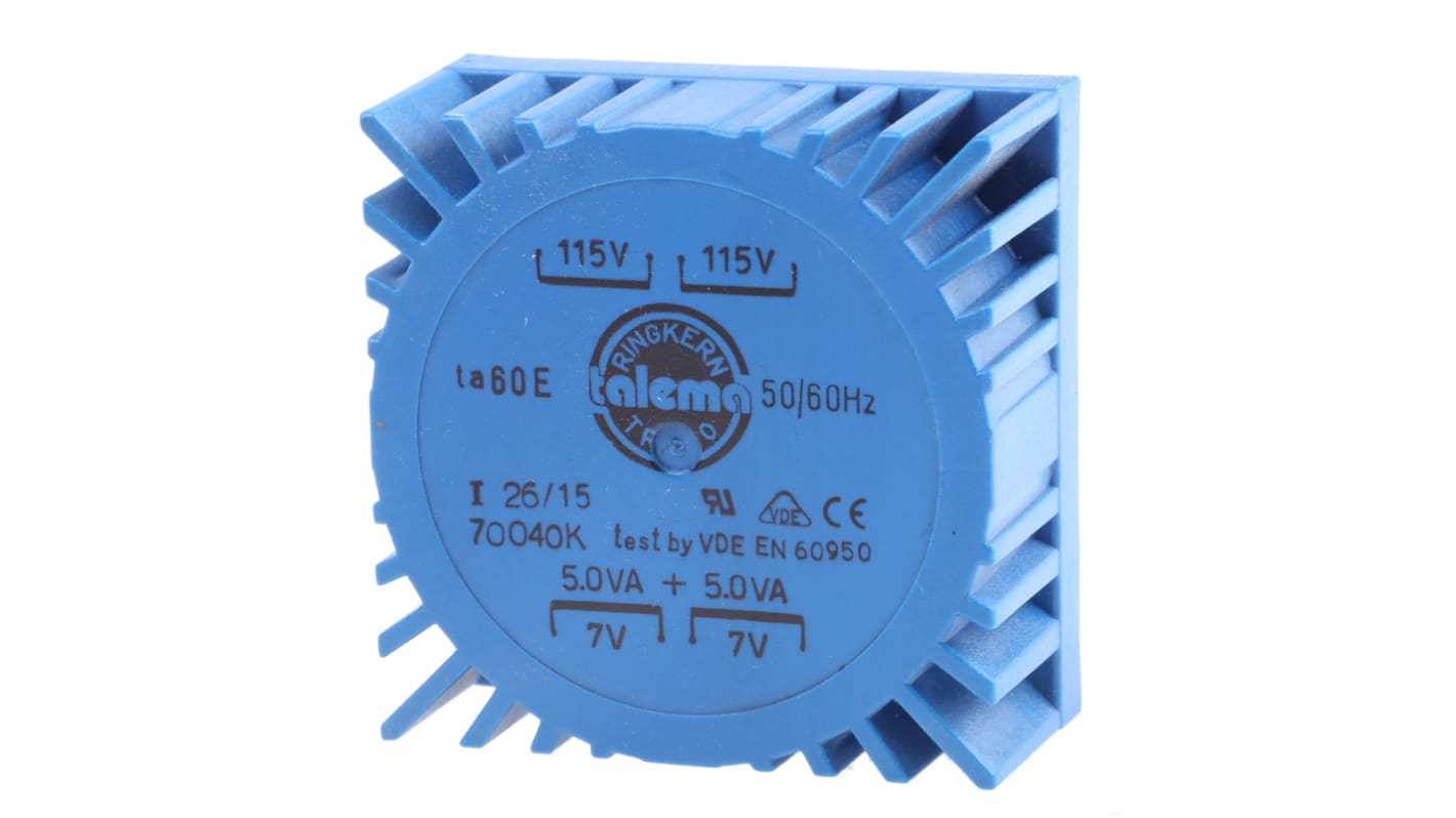 Nuvotem Talema 115 V ac, 230 V ac, 2 x 7V ac Toroidal Transformer, 10VA 2 Output