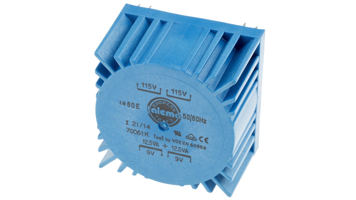 Nuvotem Talema 115 V ac, 230 V ac, 2 x 9V ac Toroidal Transformer, 25VA 2 Output