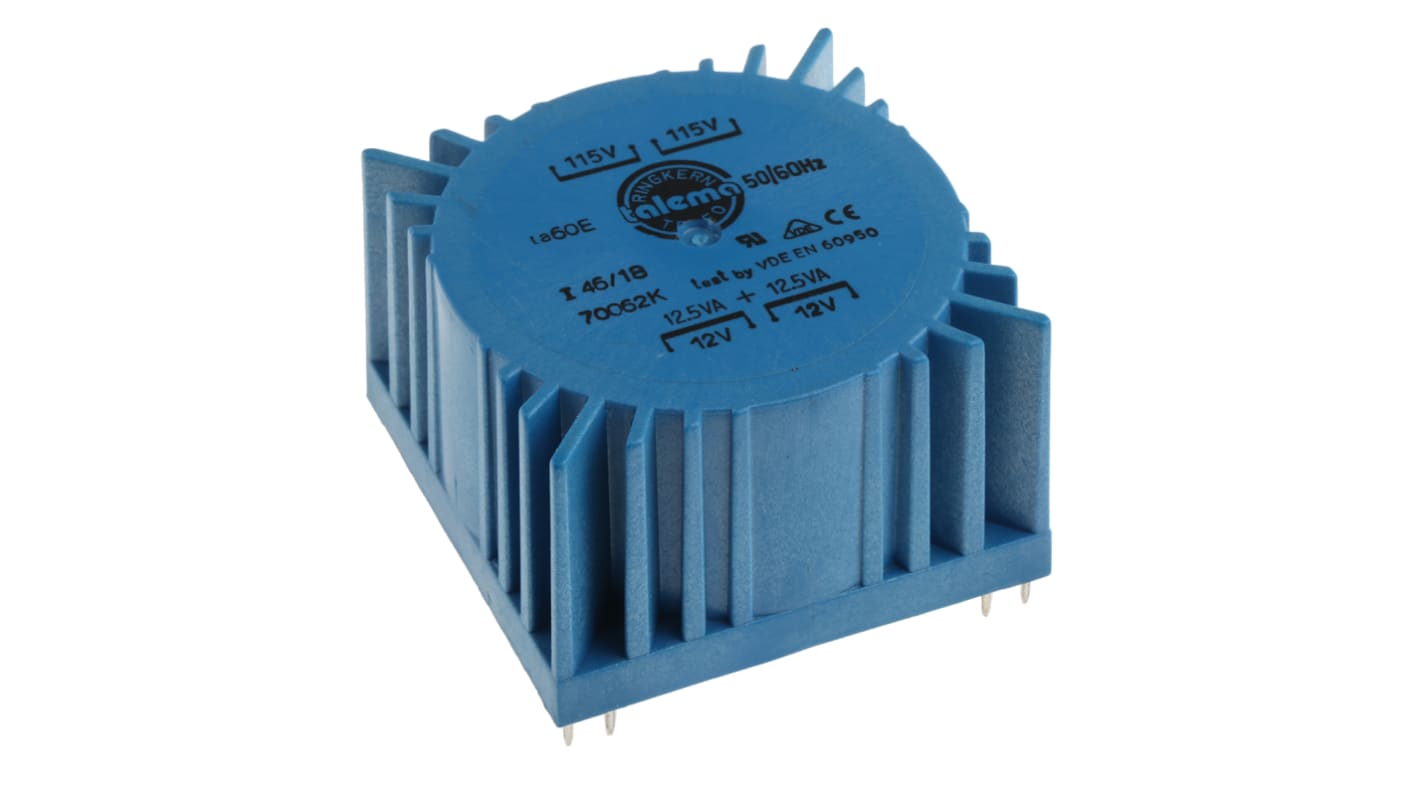 Nuvotem Talema トロイダルトランス,1次:115 V ac, 230 V ac,2次:2 x 12V ac,電力:25VA 70062K | RS Nuvotem Talema トロイダルトランス,1次:115 V ac, 230 V ac,2次:2 x 12V ac,電力:25VA 70062K | RS
