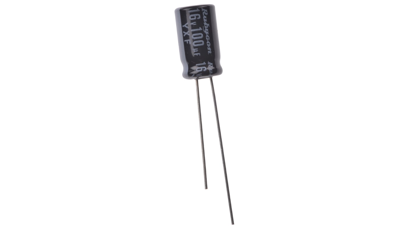 Rubycon 100μF Aluminium Electrolytic Capacitor 16V dc, Radial, Through Hole - 16YXF100M6.3X11