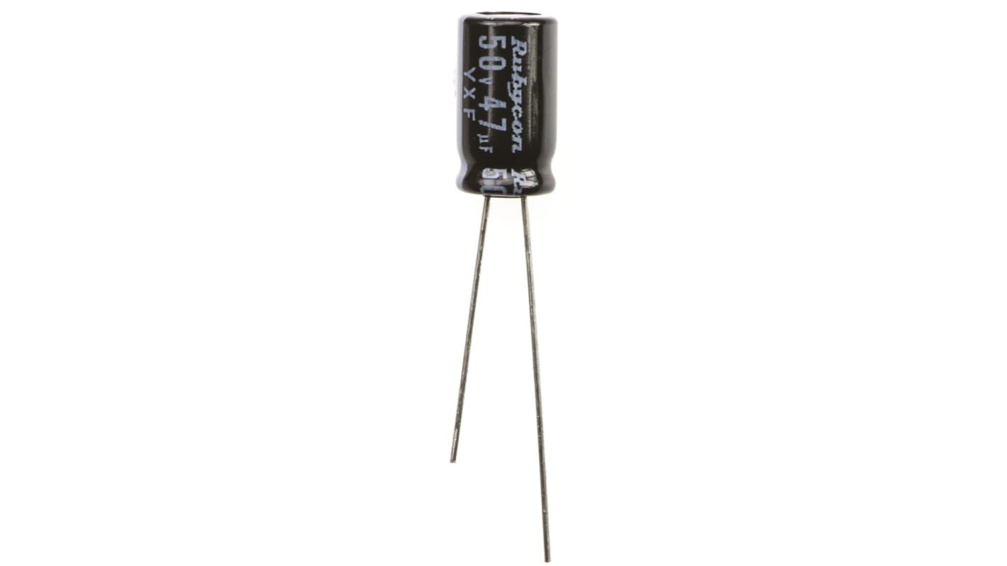 Rubycon 47μF Aluminium Electrolytic Capacitor 50V dc, Radial, Through Hole - 50YXF47M6.3X11