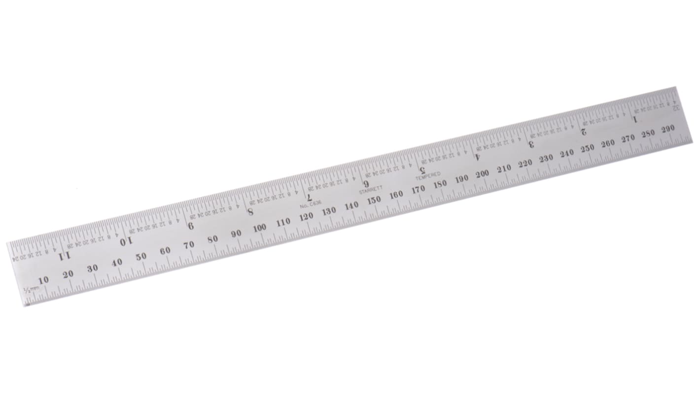 Starrett 300mm Steel Imperial, Metric Ruler