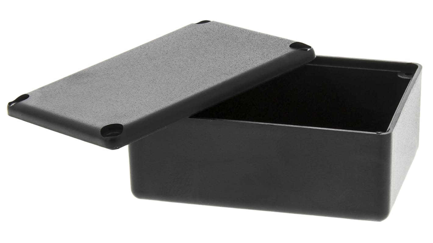 CAMDENBOSS ABS密封盒, 外部尺寸54 x 38 x 23mm, 壁厚1.8mm, 带盖, 最高工作温度+60°C, 黑色