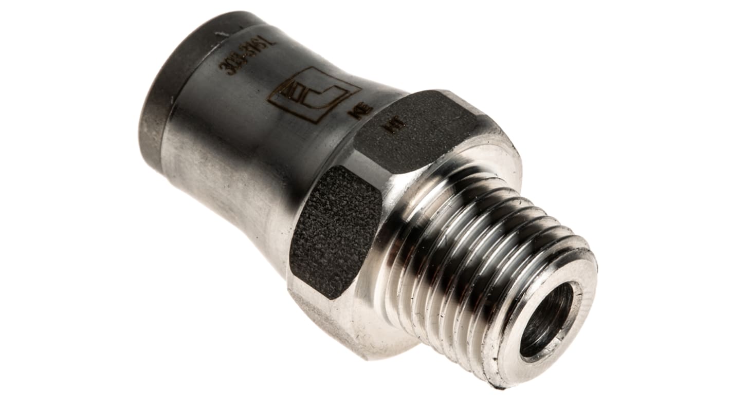 Legris LF3800 R1/4 Stecker x 10-mm-Steckanschluss Gerader Gewindeadapter, Gewinde-zu-Rohr, Edelstahl, R1/4 Stecker, 20