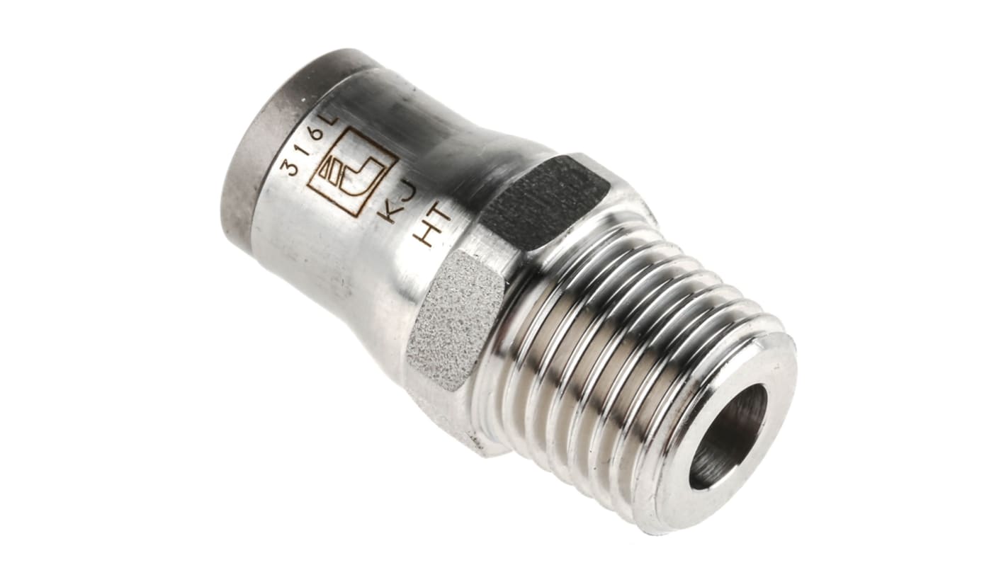 Legris LF3800 Series Straight Threaded Adaptor, R 1/4 Male to Push In 8 mm, Threaded-to-Tube Connection Style