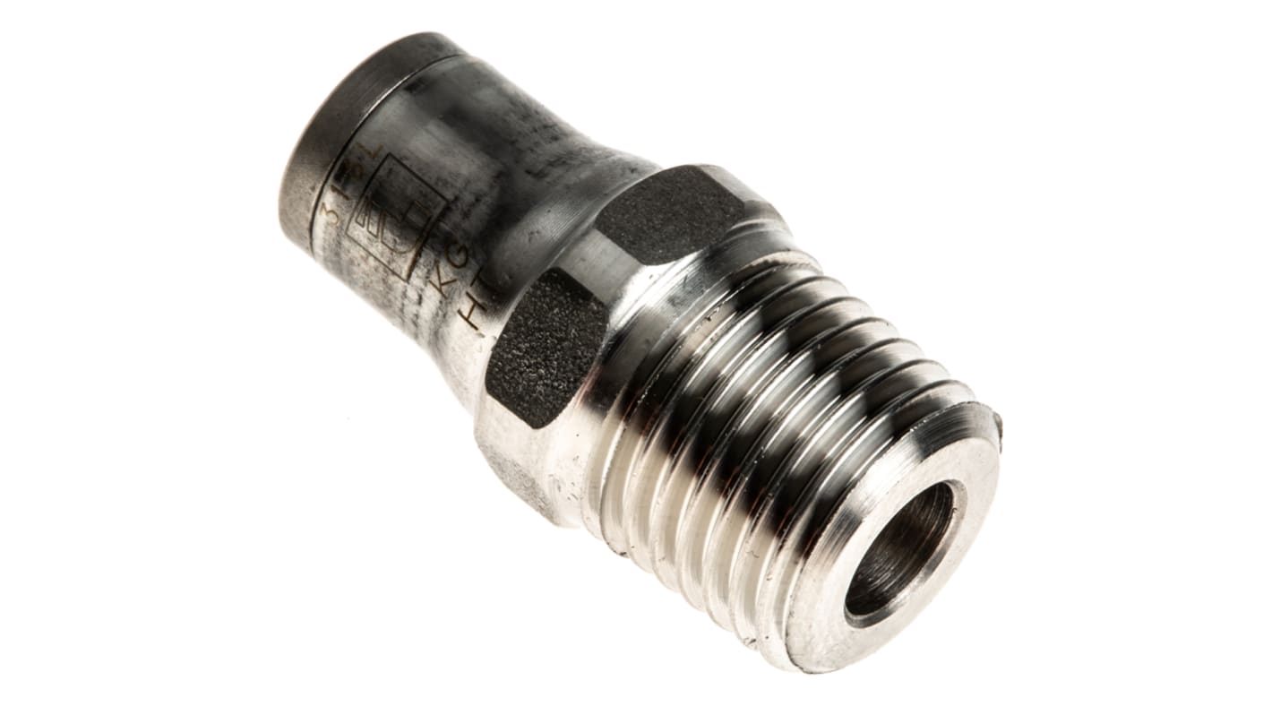 Legris LF3800 Series Straight Threaded Adaptor, R 1/4 Male to Push In 6 mm, Threaded-to-Tube Connection Style