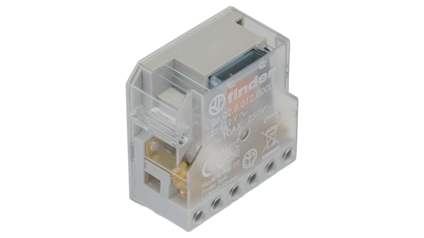 Finder Panel Mount Non-Latching Relay, 12V ac Coil, 10A Switching Current, DPST
