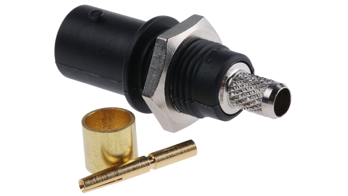 Staubli, Jack Panel Mount BNC Connector, Crimp Termination, Straight Body