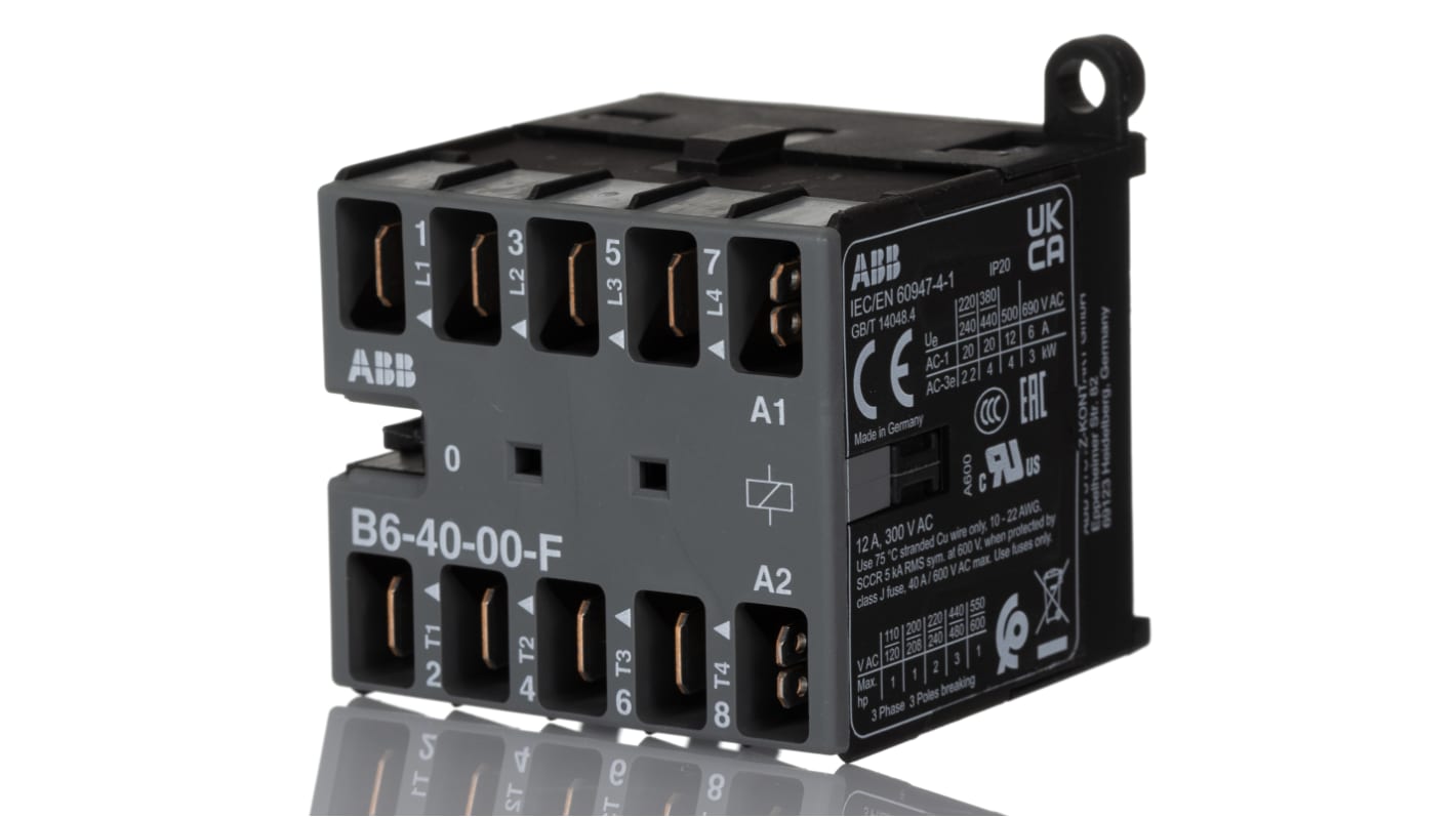 Stycznik 220 → 240 V. ABB styki: 4 4 kW 20 A Szyna DIN GJL1211203R8000 B6-40-00-F 220-240V AC