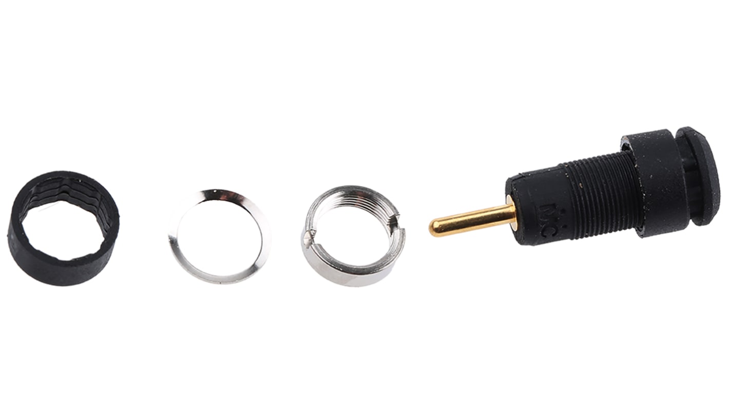 Staubli Black Female Banana Socket, 2mm Connector, 10A, 600V, Gold Plating