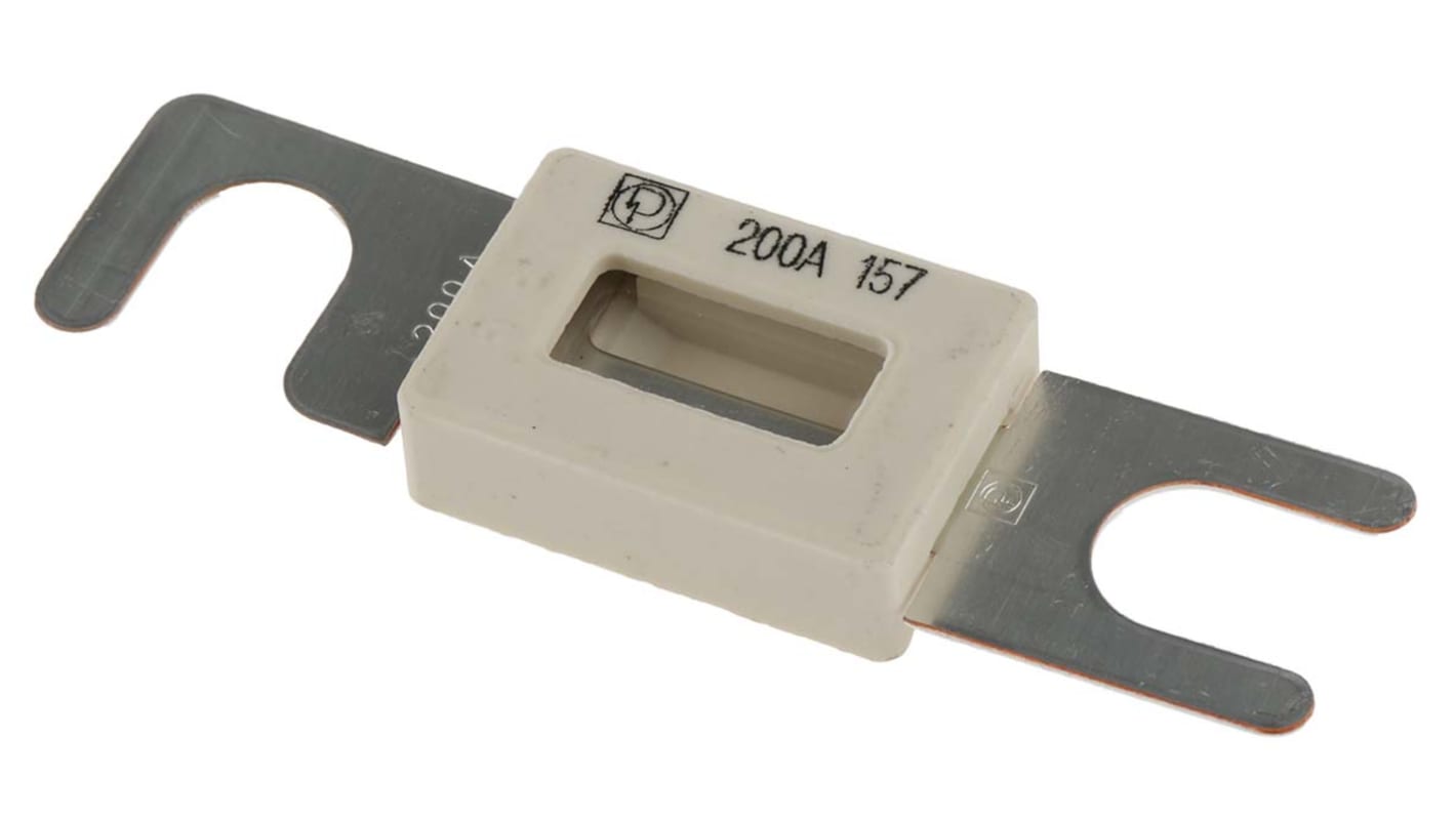 Littelfuse 保险丝条汽车保险丝, 200A, 80V 直流, F熔断, 灰色，白色, 陶瓷主体