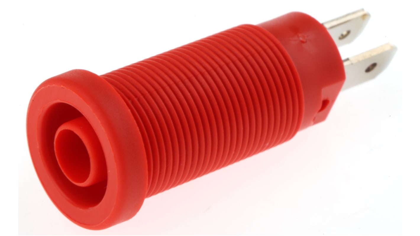 Staubli Red Female Banana Socket, 4 mm Connector, Tab Termination, 20A, 1000V, Nickel Plating