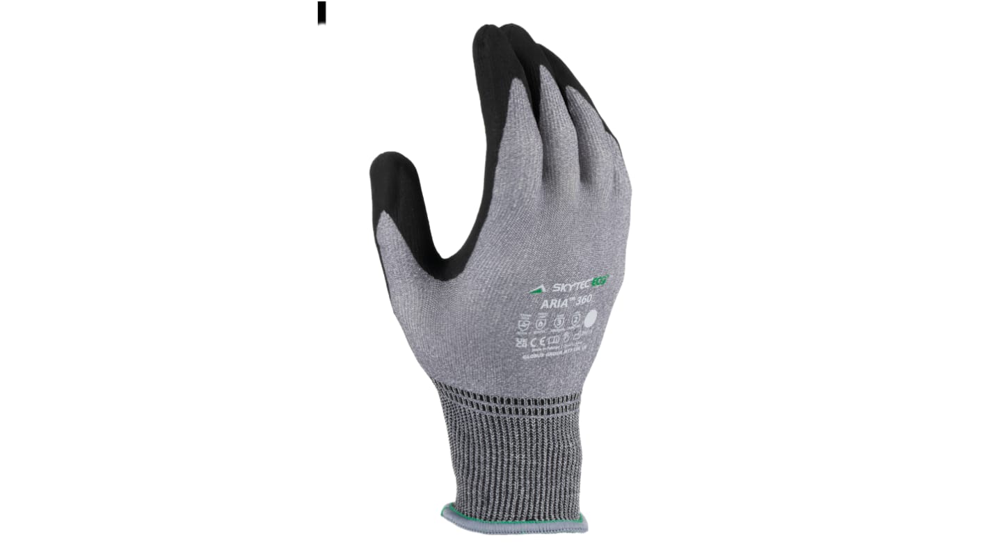 Guantes de trabajo Negro/gris Skytec serie Aria 360, talla 11, con recubrimiento de Nitrilo