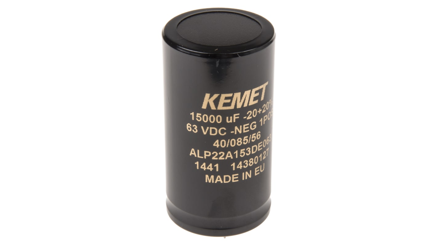 KEMET 15000μF Electrolytic Capacitor 63V dc, Through Hole - ALP22A153DE063