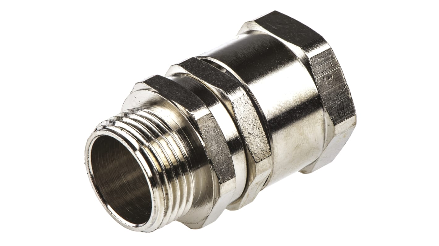 Adaptaflex Swivel, Conduit Fitting, 20mm Nominal Size, M20, Brass, Silver IP54 rating