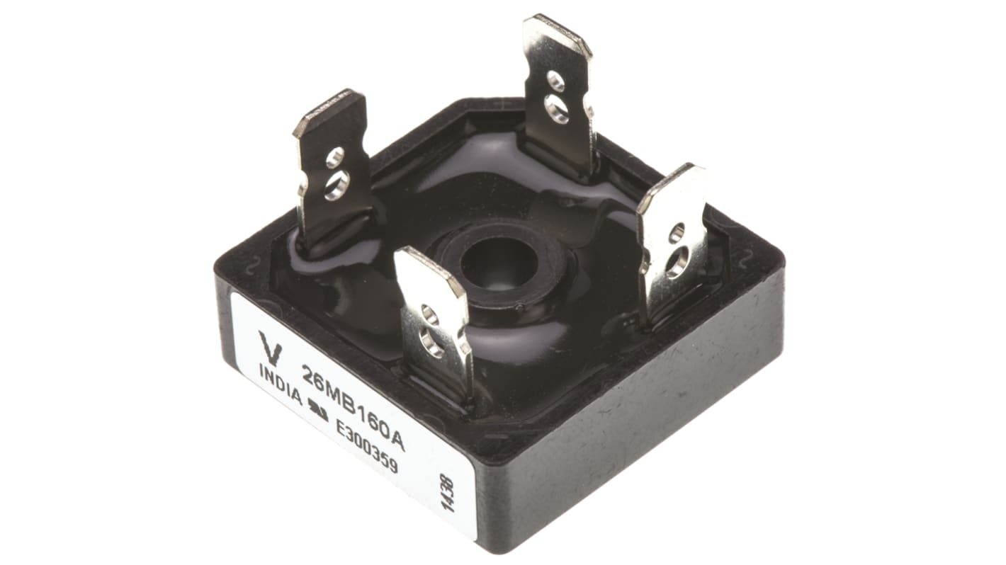 Vishay 单相整流桥, 25A, 1600V, 4针, D 34, 螺钉安装, -55 °C→+150 °C