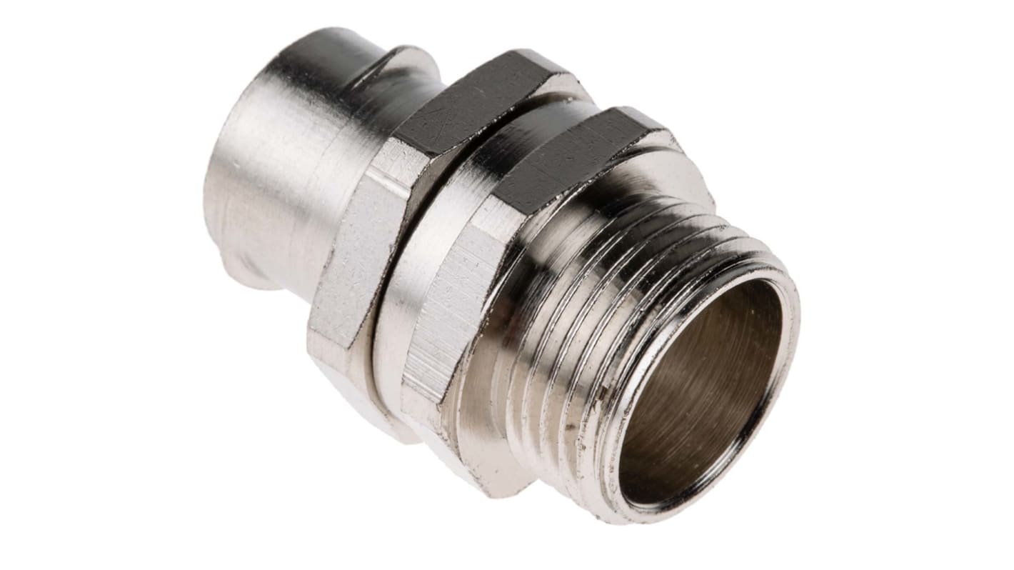 Adaptaflex Swivel, Conduit Fitting, 20mm Nominal Size, M20, Brass, Silver IP40 rating