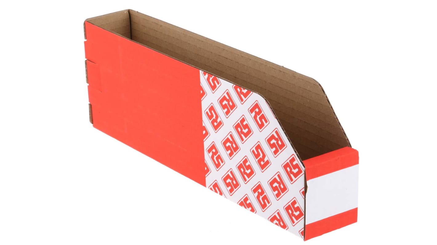 Bac de rangement RS PRO Rouge en Carton, 100mm x 50mm x 300mm