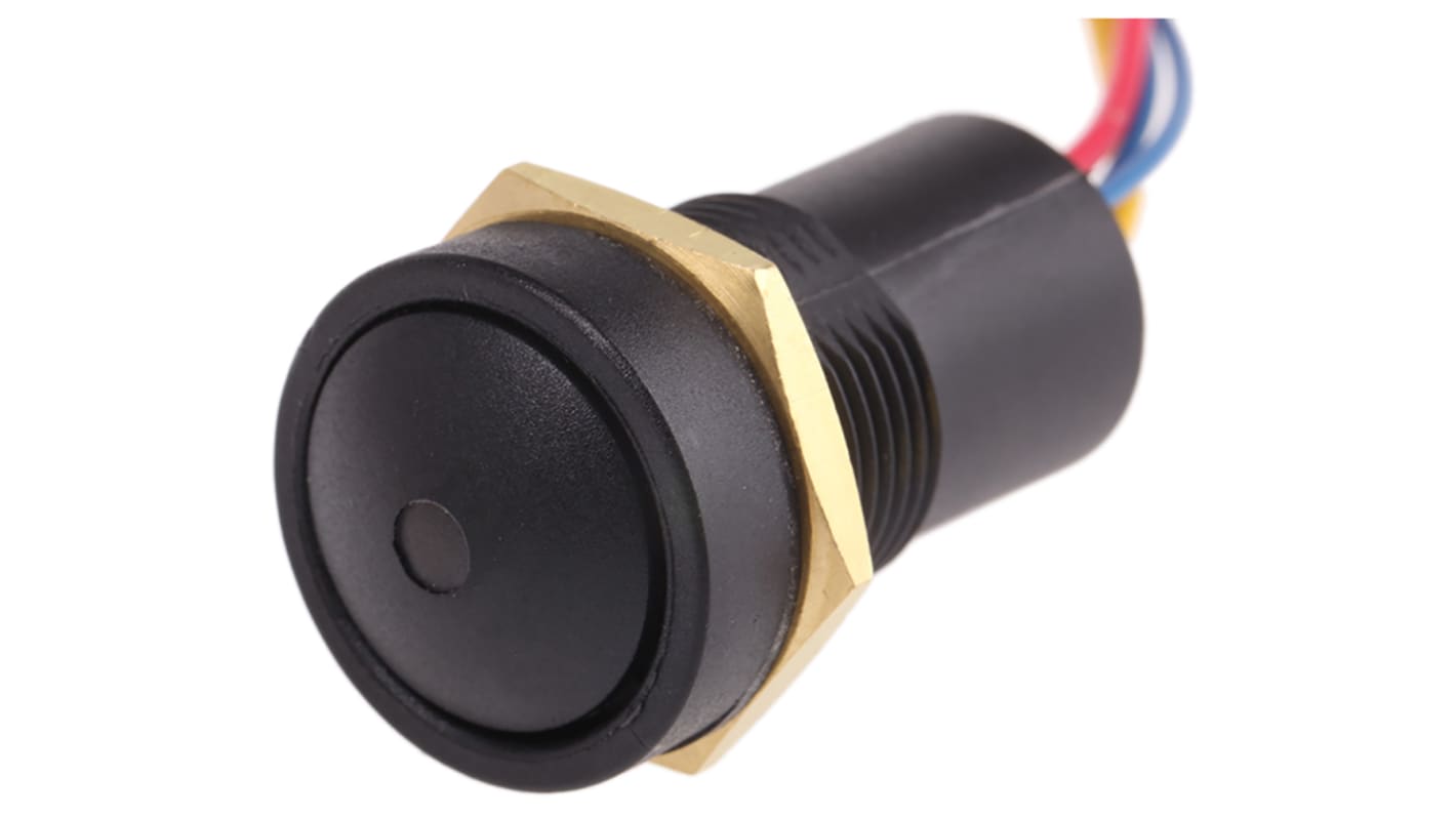 ITW Switches 49-59 Series Illuminated Push Button Switch, Momentary, Panel Mount, 16mm Cutout, SPST, Green LED, 250V