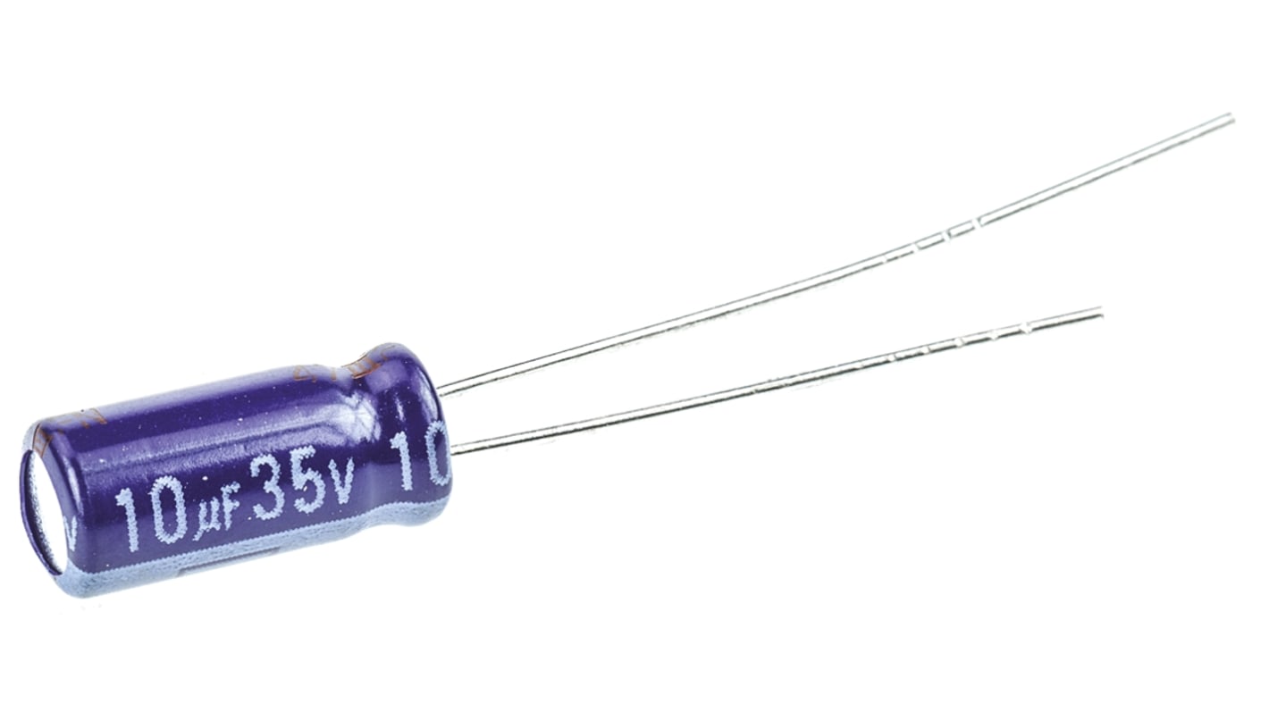 Panasonic 10μF Aluminium Electrolytic Aluminium Electrolytic Capacitor 35V dc, Radial, Through Hole - ECA1VM100