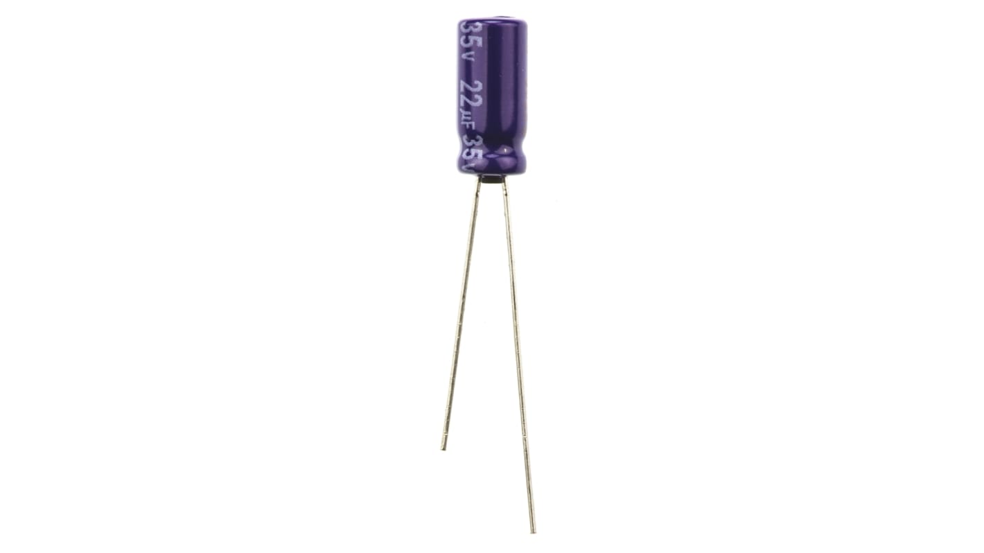 Panasonic 22μF Aluminium Electrolytic Capacitor 35V dc, Radial, Through Hole - ECA1VM220