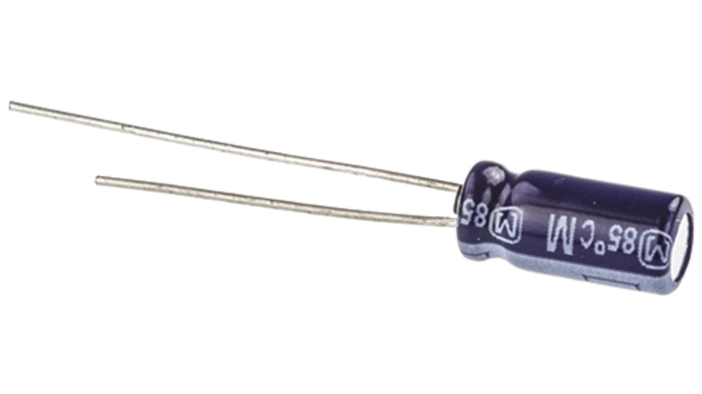 Panasonic 直插铝电解铝电解电容, 47μF, 35V 直流, 5 (Dia.) x 11mm, 最高+85°C, M-A系列