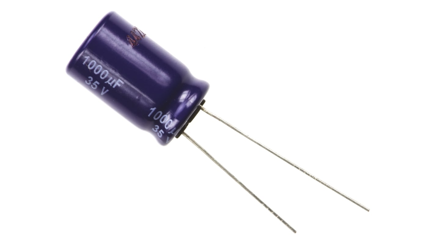 Panasonic M-A, THT Aluminium-Elektrolyt Kondensator 1000μF ±20% / 35V dc, Ø 12.5mm x 20mm, +85°C