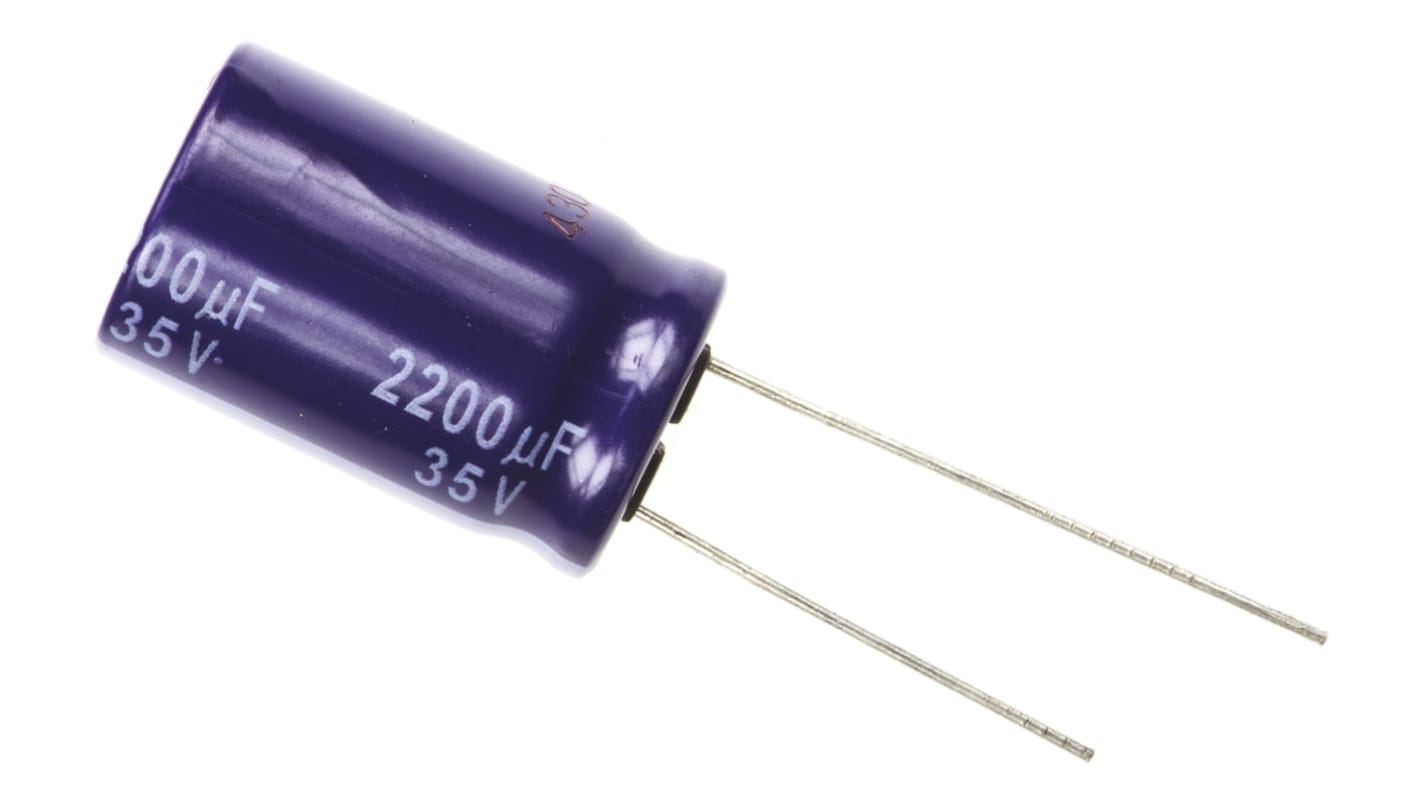 Panasonic 2200μF Aluminium Electrolytic Capacitor 35V dc, Radial, Through Hole - ECA1VM222