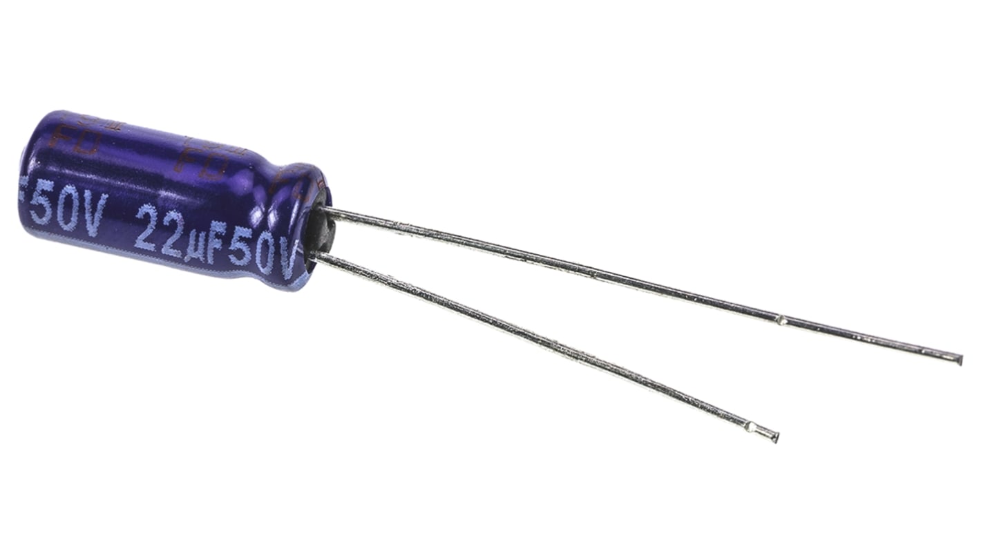 Panasonic 22μF Aluminium Electrolytic Capacitor 50V dc, Radial, Through Hole - ECA1HM220