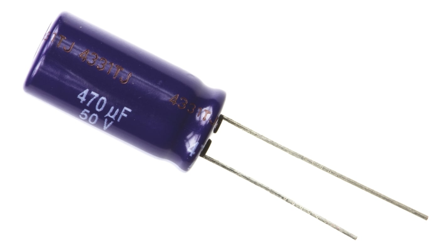 Condensatore Panasonic, serie M-A, 470μF, 50V cc, ±20%, +85°C, Radiale, Foro passante