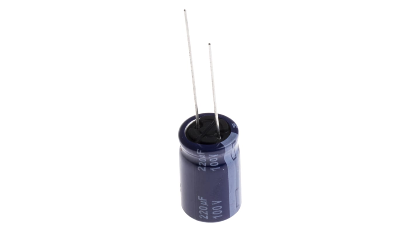 Panasonic 220μF Electrolytic Capacitor 100V dc, Through Hole - ECA2AM221