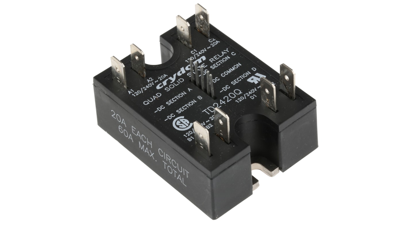 Sensata Crydom Quad Series Solid State Relay, 20 A Load, Surface Mount, 280 V Load, 15 V Control