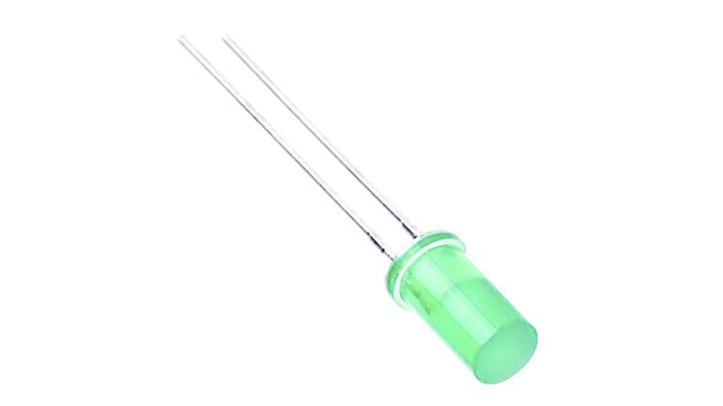 Kingbright2.2 V Green LED 5mm Through Hole, Cylindrical L-483GDT