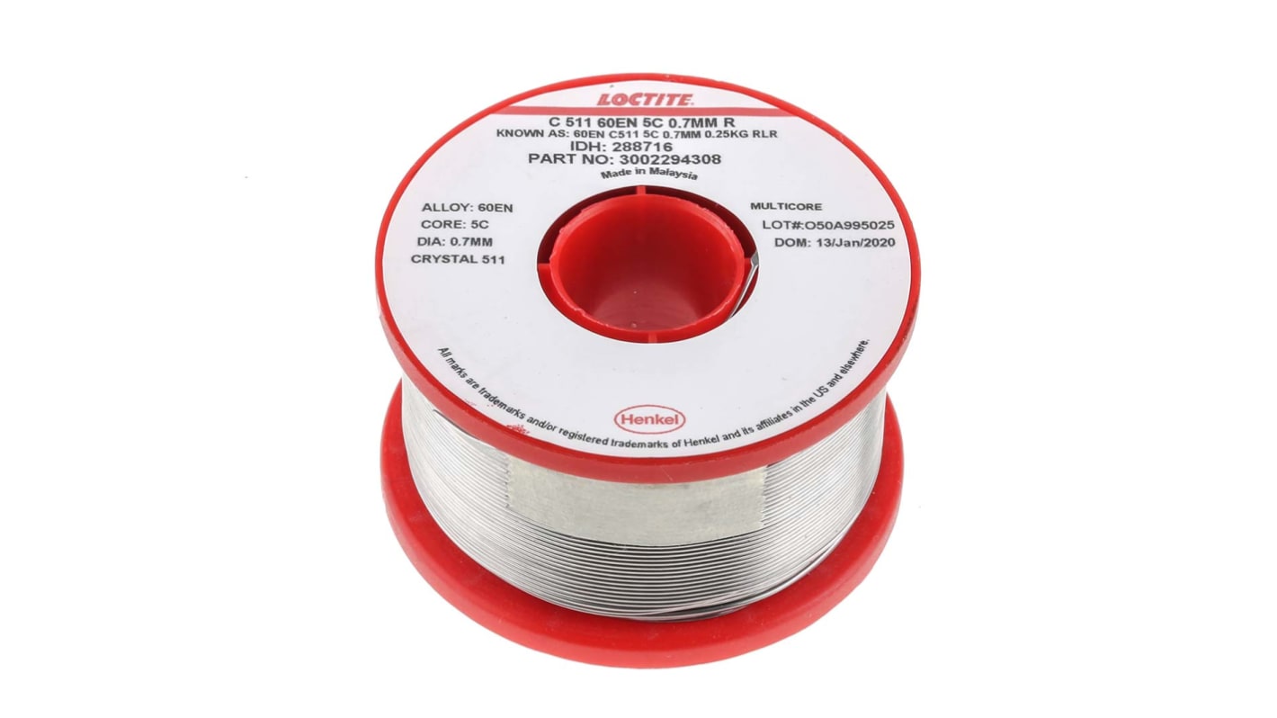 Multicore Wire, 0.7mm Lead solder, 183 → 188°C Melting Point