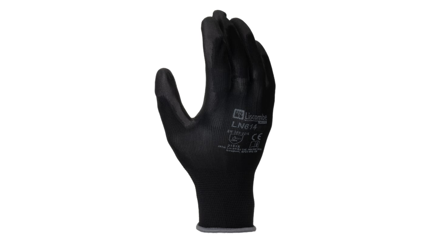 Liscombe Black Polyamide Work Gloves, Size 10, Polyurethane Coating