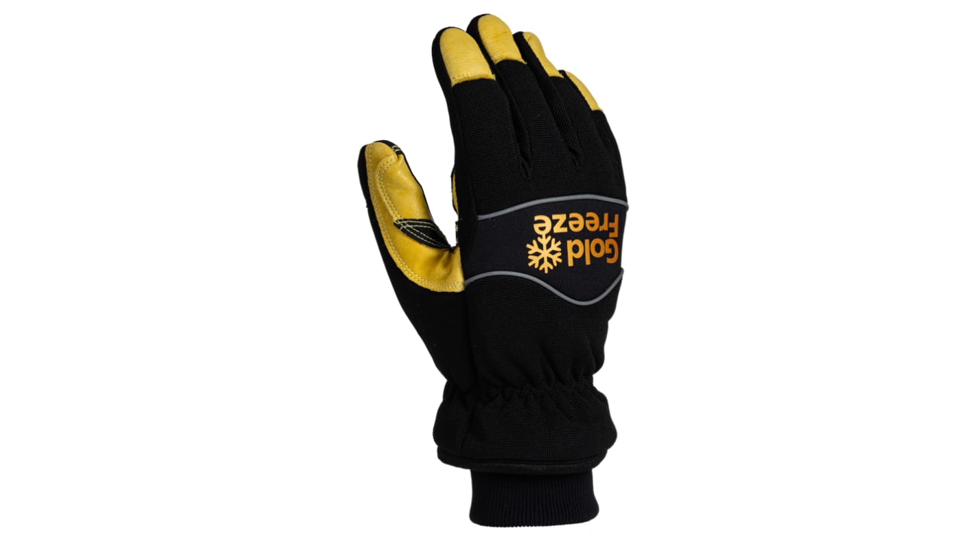 Goldfreeze Coldstore Gloves Black/Yellow Leather Cold Storage, Construction, Outdoor Winter Use, Utilities Waterproof