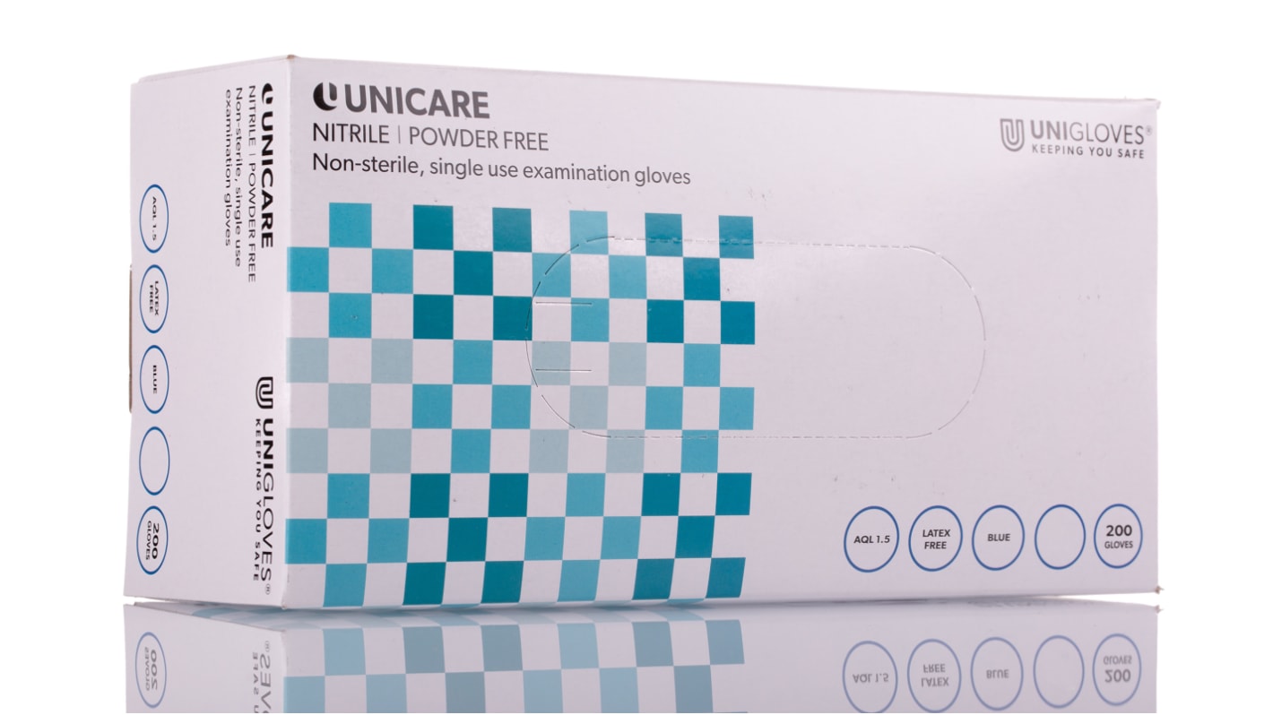 Gants jetables Unigloves taille 10, XL, Nitrile Non poudrés, x 200 gants