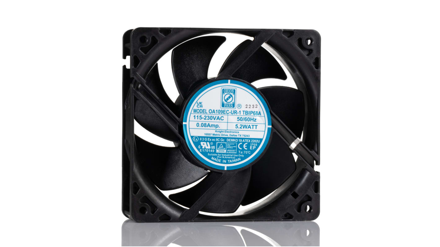 RS PRO AC-Axiallüfter, Kugellager, 90 → 265 V AC / 5.2W, 120 x 120 x 38mm, 3200U/min, 105cfm