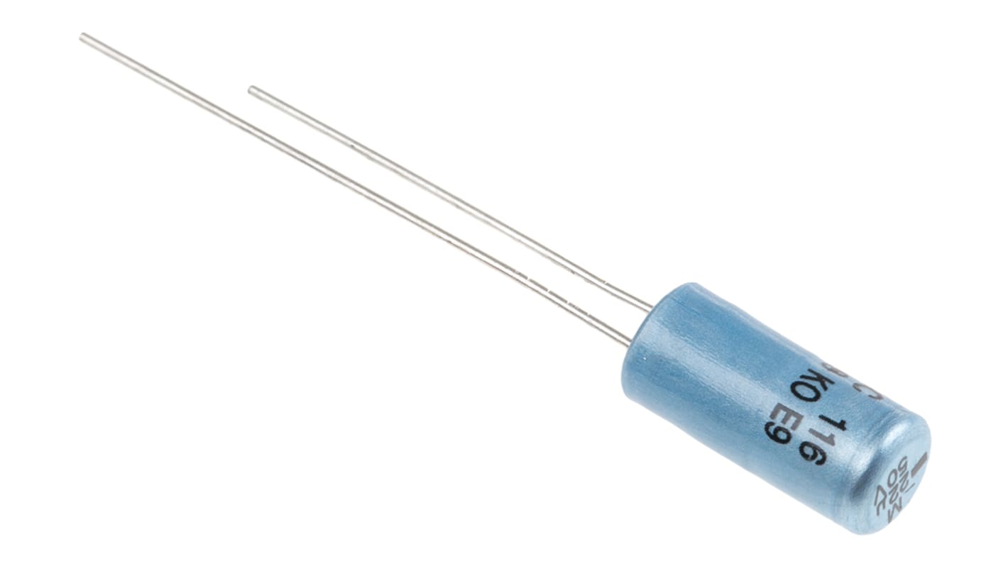 Condensatore Vishay, serie 116 RLL, 22μF, 50V cc, ±20%, +105°C, Radiale, Foro passante